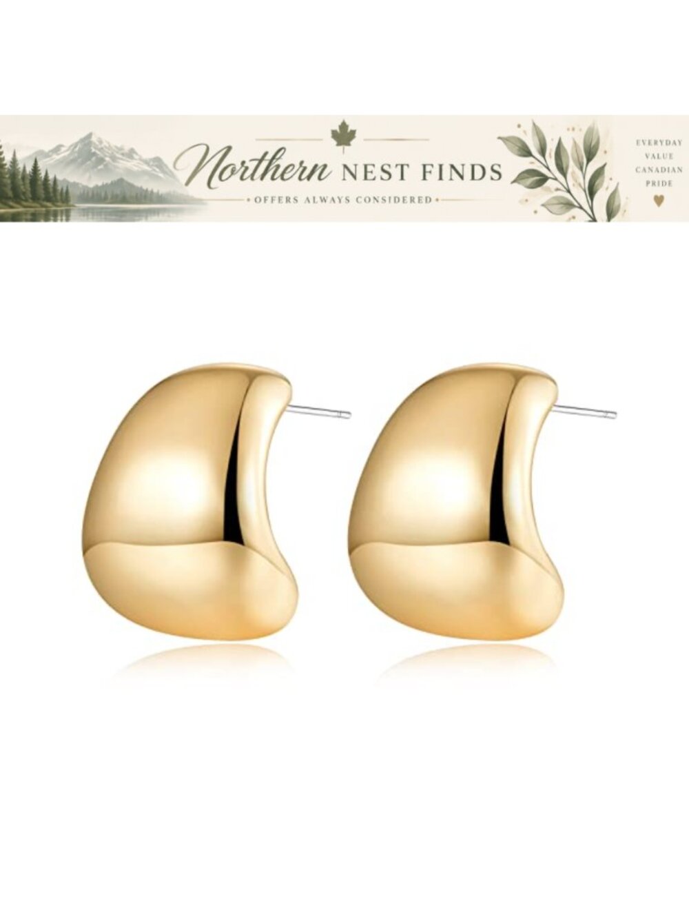 Chunky Thick Brass Earrings Hypoallergenic Lightweight Women Jewelry